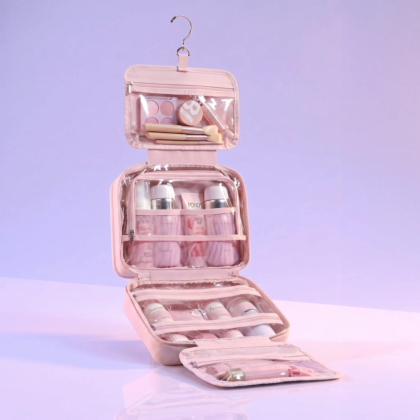top rated travel organizer bag for women pink hanging hook folding ocd packer cute