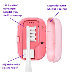 Weaponess portable travel Pink UV-C sterilizer box case with a toothbrush inside women